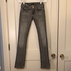 Grey straight leg true religions sz25